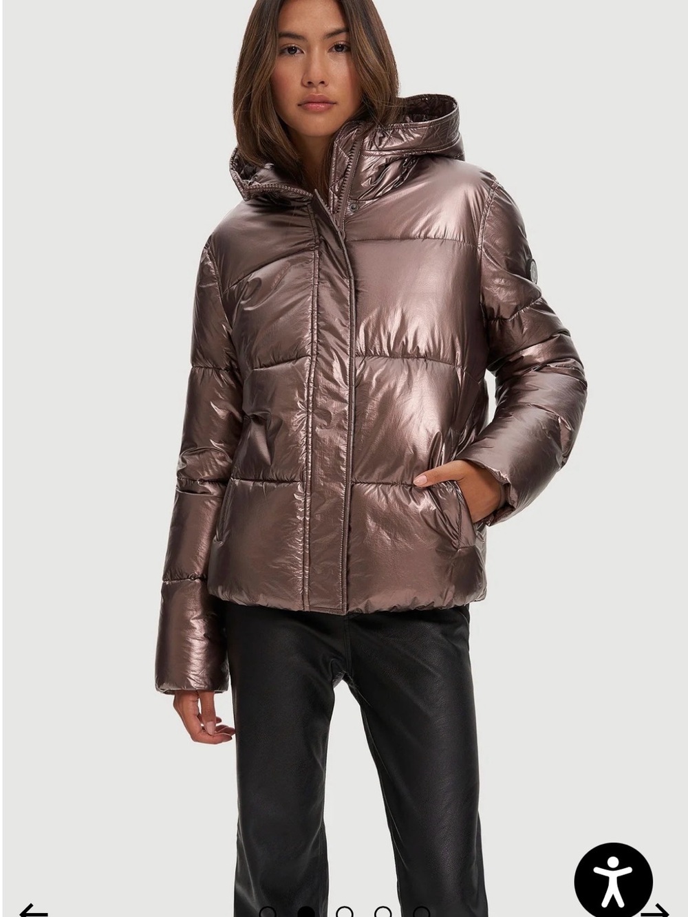 Noize Metallic graphite Hooded Puffer Jacket